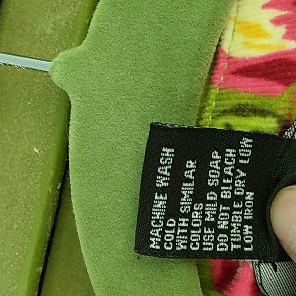 Corduroy Blazer Jacket green Me Jane size XL pink flowers fall Barbie statement - Picture 6 of 9